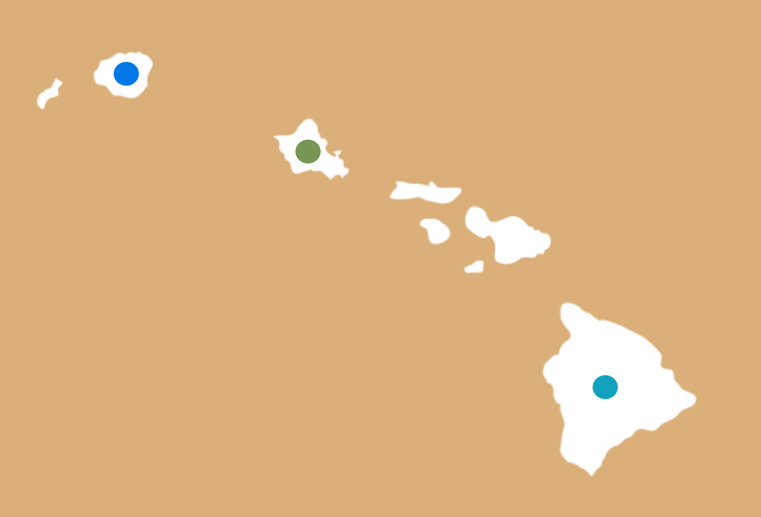 Map of independent bookstores in Hawaii