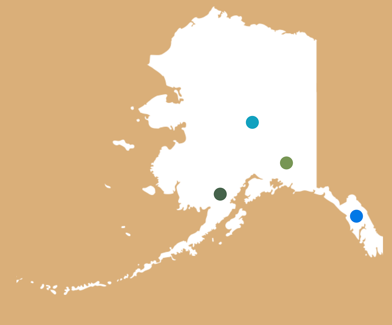 Map of independent bookstores in Alaska