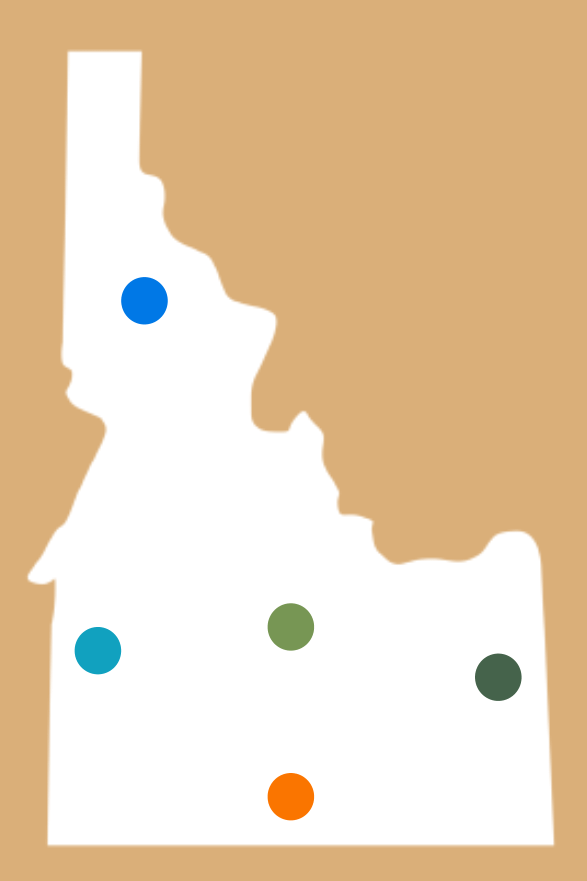 Map of independent bookstores in Idaho