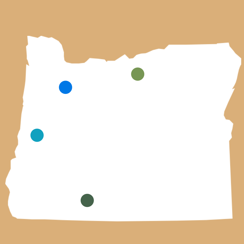 Map of independent bookstores in Oregon